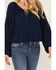 Image #3 - Cleo + Wolf Women's Christopher Solid Long Sleeve Peasant Top, Navy, hi-res
