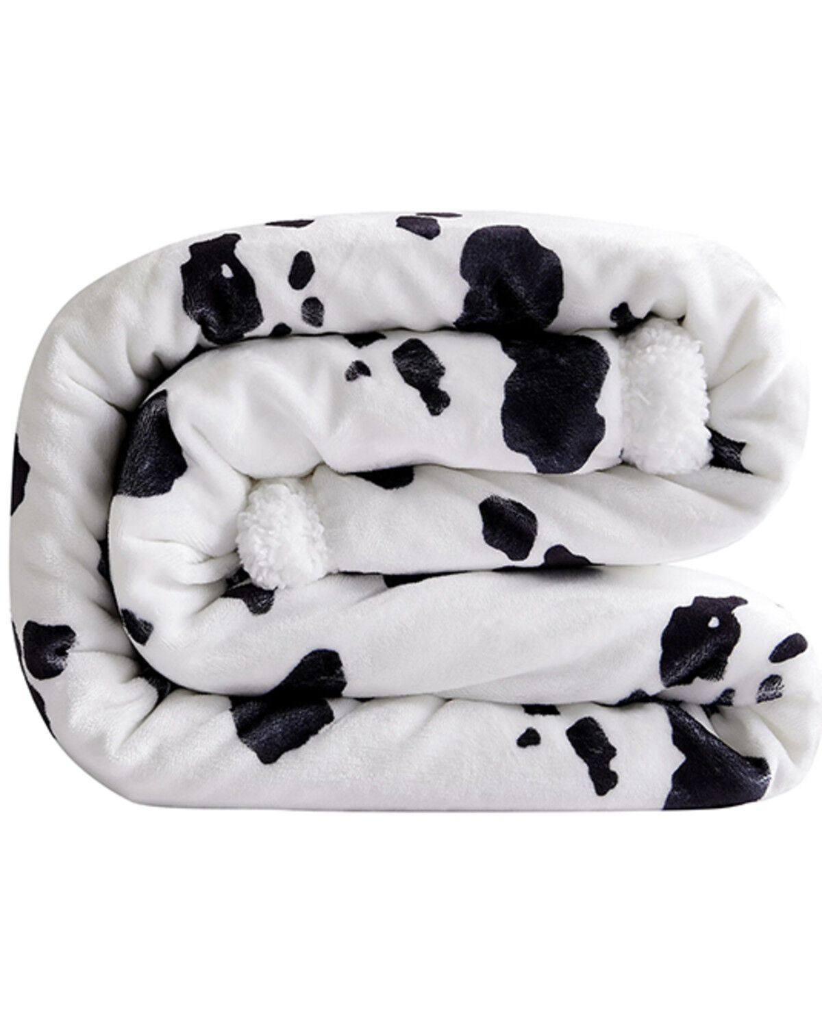 Image #3 - HiEnd Accents Elsa Cowhide Campfire Sherpa Throw, Black, hi-res