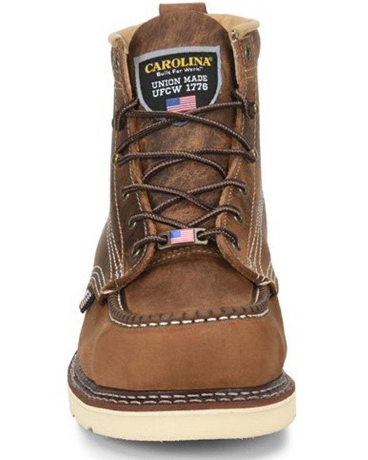Image #3 - Carolina Men's 6" Domestic AMP USA Wedge Moc Work Boot - Steel Toe, Brown, hi-res
