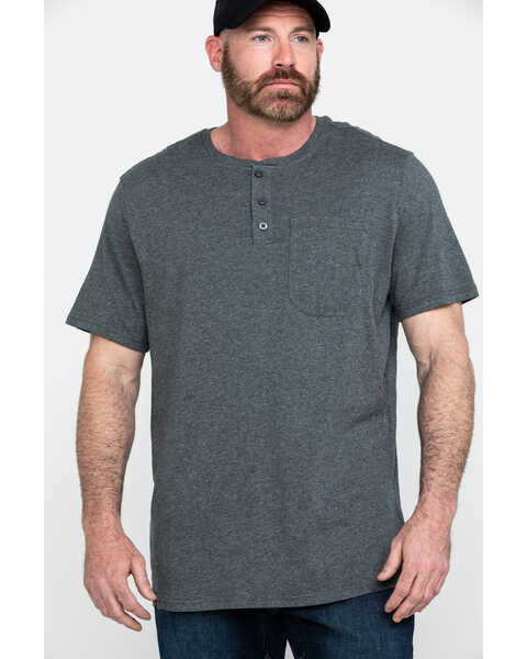 Image #1 - Hawx Men's Pocket Henley Short Sleeve Work T-Shirt , Charcoal, hi-res