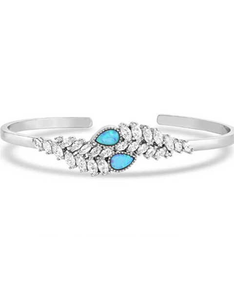 Montana Silversmiths Women's Mystic Falls Opal Crystal Cuff Bracelet , Silver, hi-res