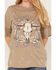 Image #3 - Rock & Roll Denim Women's Midnight Rodeo Steer Short Sleeve Graphic Tee, Olive, hi-res