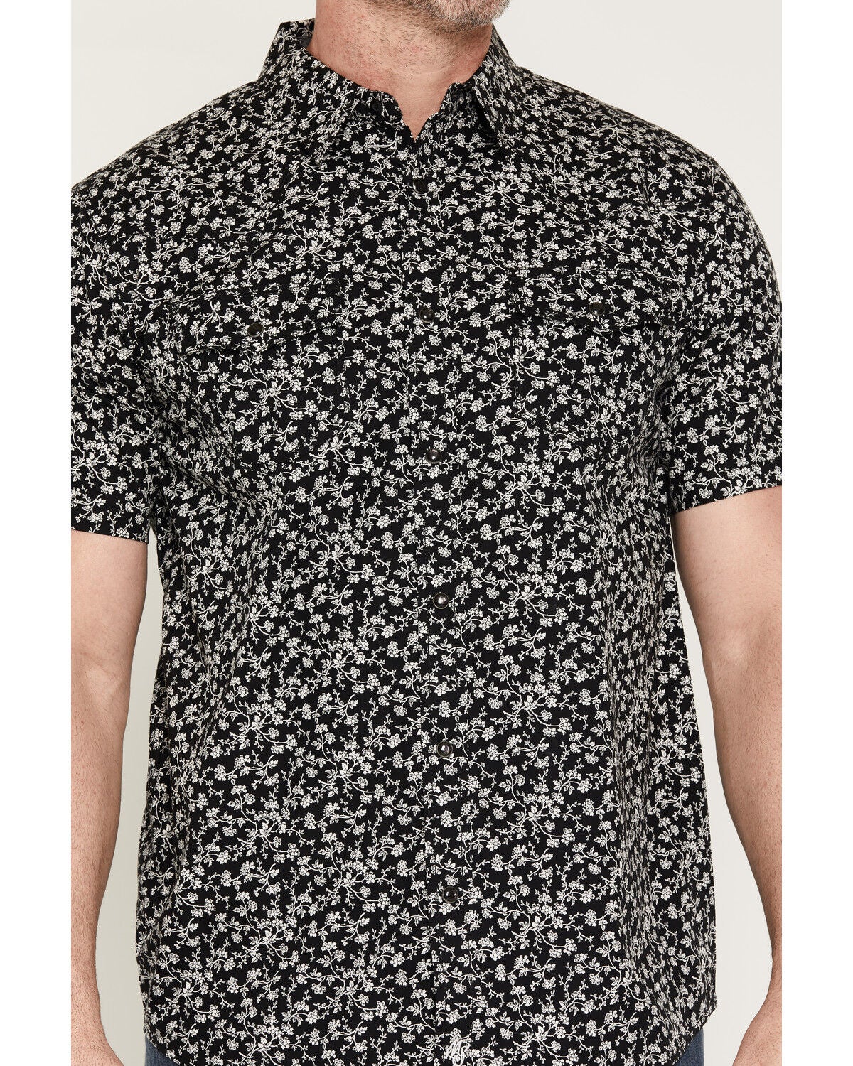 Image #3 - Moonshine Spirit&reg; Men's Midnight Bloom Floral Print Short Sleeve Snap Western Shirt, Black, hi-res