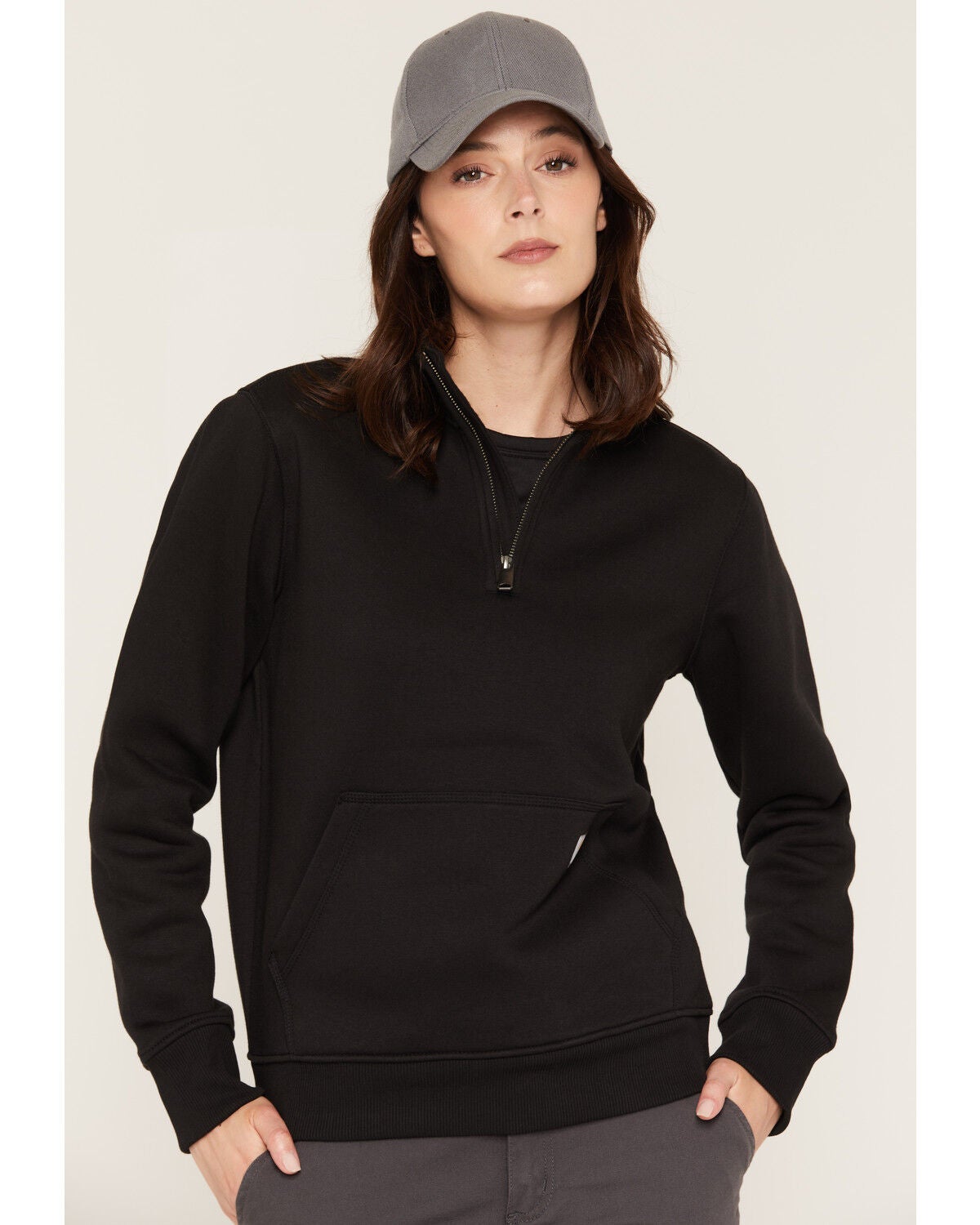 Carhartt Women's Clarksburg 1/4 Zip Pullover Sweatshirt, Black, hi-res