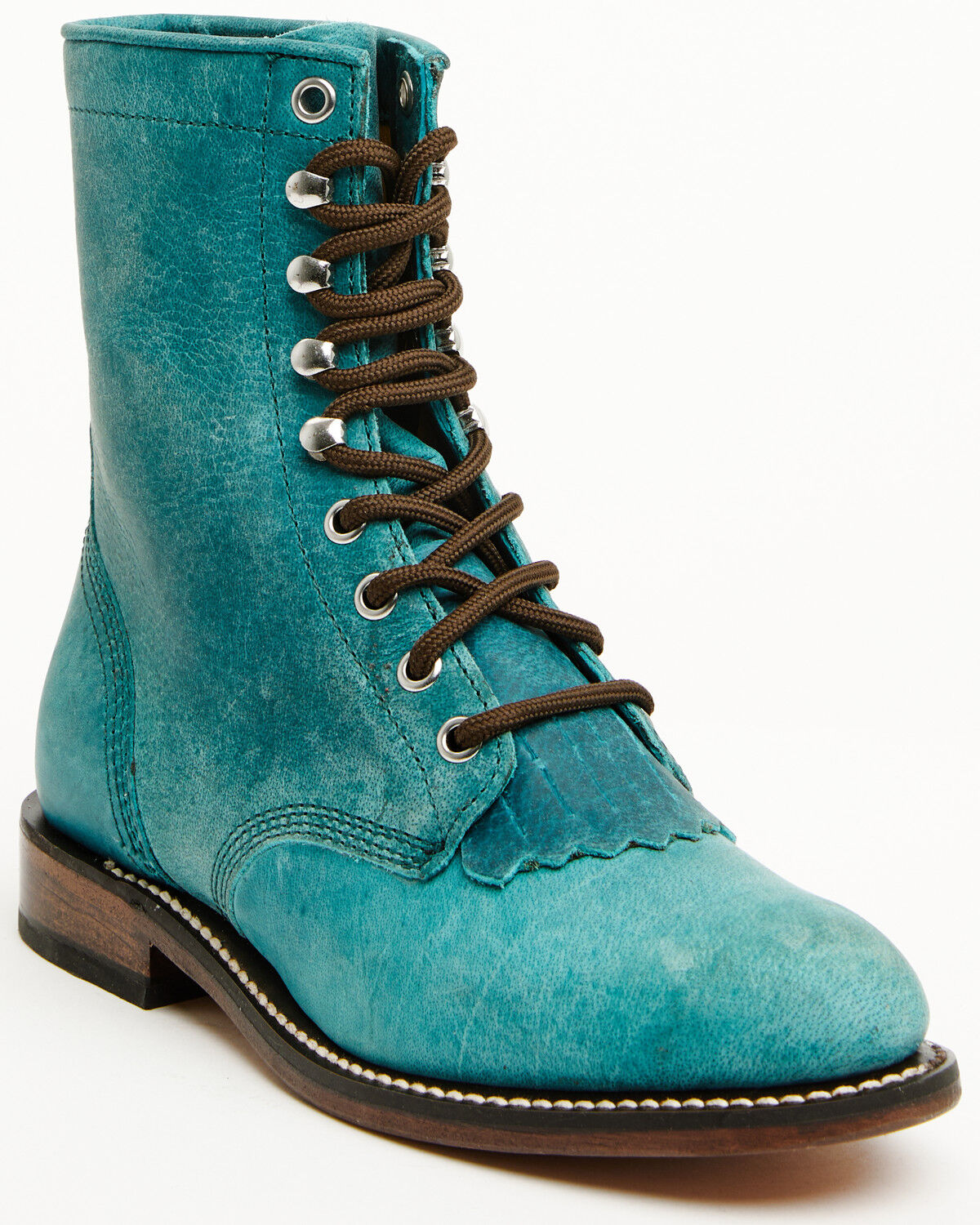 Image #1 - Justin Women's Mclean 7" Lace-Up Roper Boots - Round Toe, Turquoise, hi-res