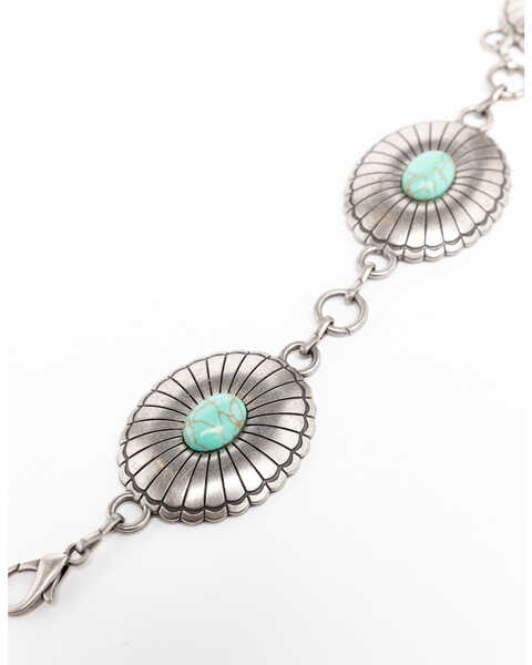 Shyanne Women's Turquoise Concho Link Belt, Silver, hi-res