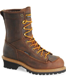 Carolina Men's Brown Waterproof Lace-to-Toe Logger Boots - Steel Toe, Brown, hi-res