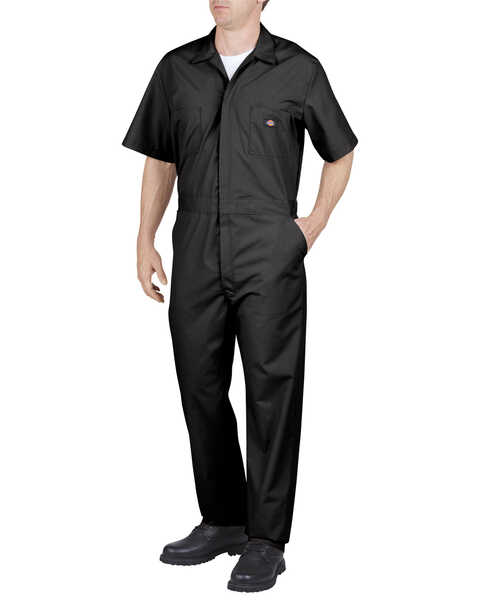 Image #1 - Dickies Short Sleeve Work Coveralls, Black, hi-res