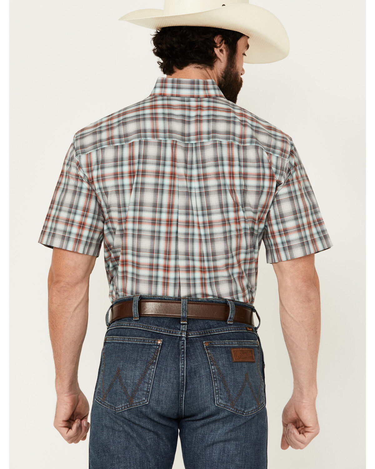 Image #4 - Cinch Men's Plaid Print Short Sleeve Button-Down Western Shirt, Grey, hi-res