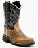 Old West Boys' Leather Work Rubber Western Boots - Square Toe, Tan, hi-res