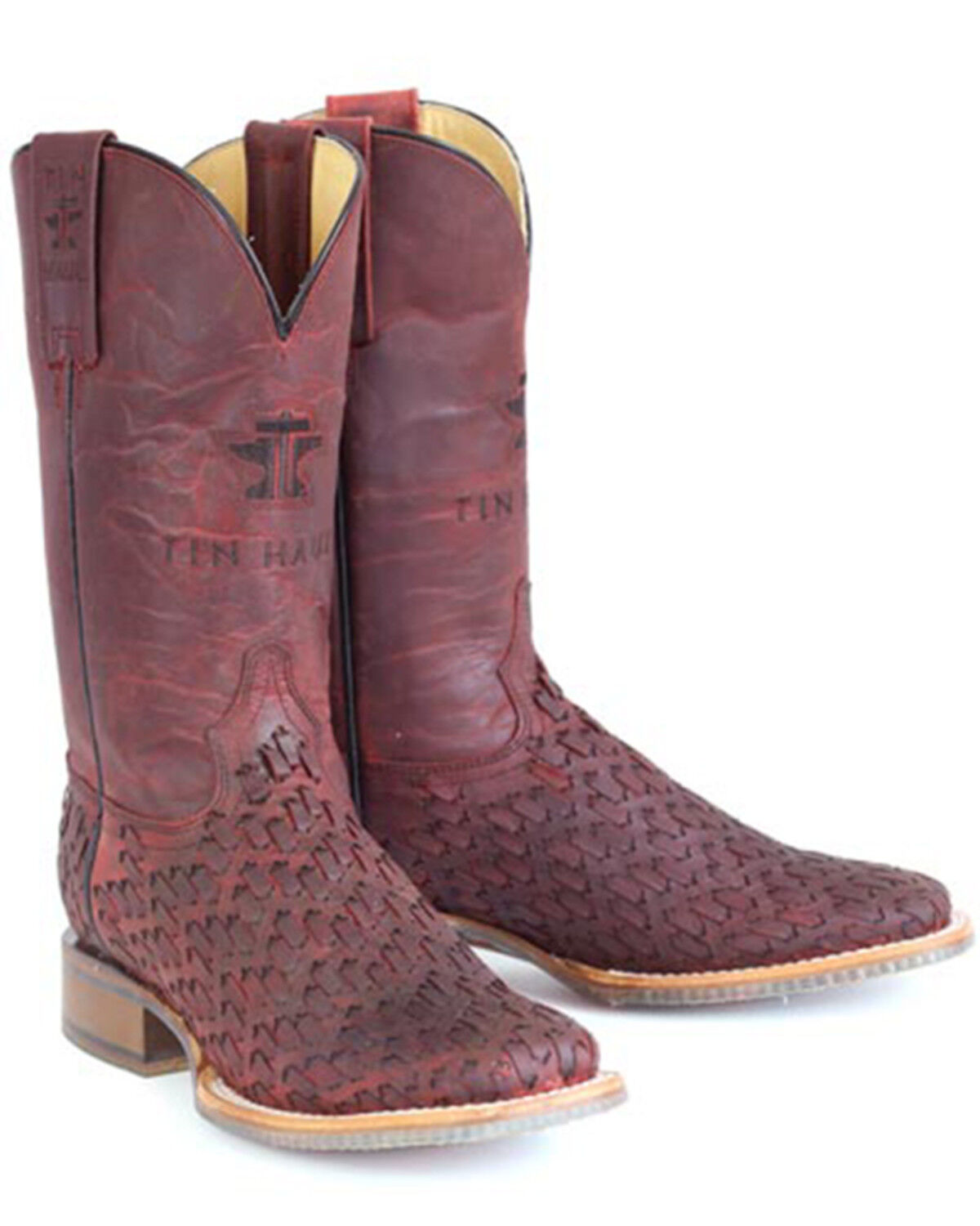 Image #1 - Tin Haul Women's Roses Are Red Western Boots - Broad Square Toe, Red, hi-res
