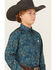 Image #2 - Cinch Boys' Paisley Print Long Sleeve Button-Down Western Shirt, Blue, hi-res