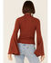 Image #3 - Shyanne Women's Rib Knit Mock Neck Bell Sleeve Top , Brandy Brown, hi-res