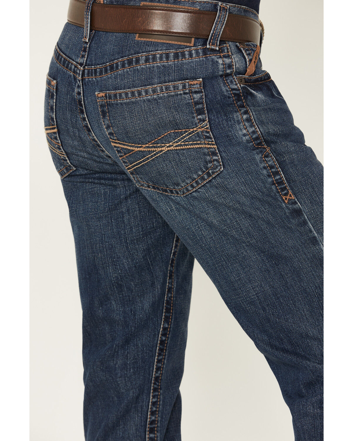 Image #4 - Ariat Men's M4 Newton Norwich Medium Wash Relaxed Straight Rigid Denim Jeans, Medium Wash, hi-res