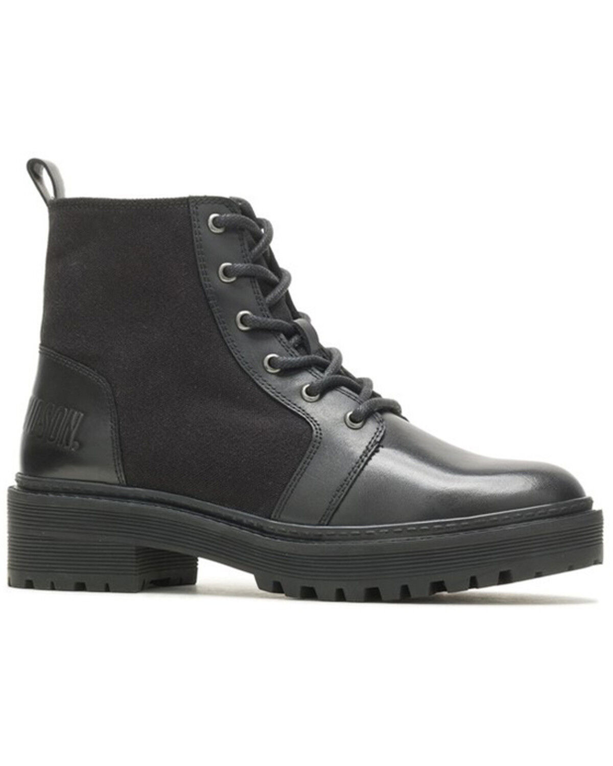 Image #2 - Harley Davidson Women's Valene Canvas 5" Lace-Up Moto Boots - Round Toe, Black, hi-res