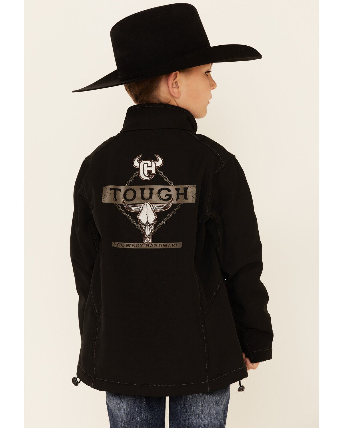 Image #4 - Cowboy Hardware Boys' Black Tough Softshell Zip-Front Jacket , , hi-res