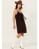 Image #1 - Shyanne Women's Embroidered Fringe Sleeveless Mini Dress, Chocolate, hi-res