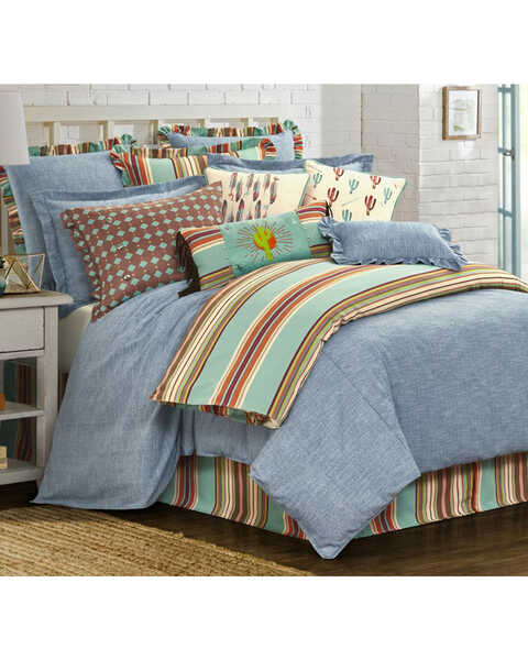 HiEnd Accents Blue Chambray 3-Piece Comforter Set - Full , Light Blue, hi-res