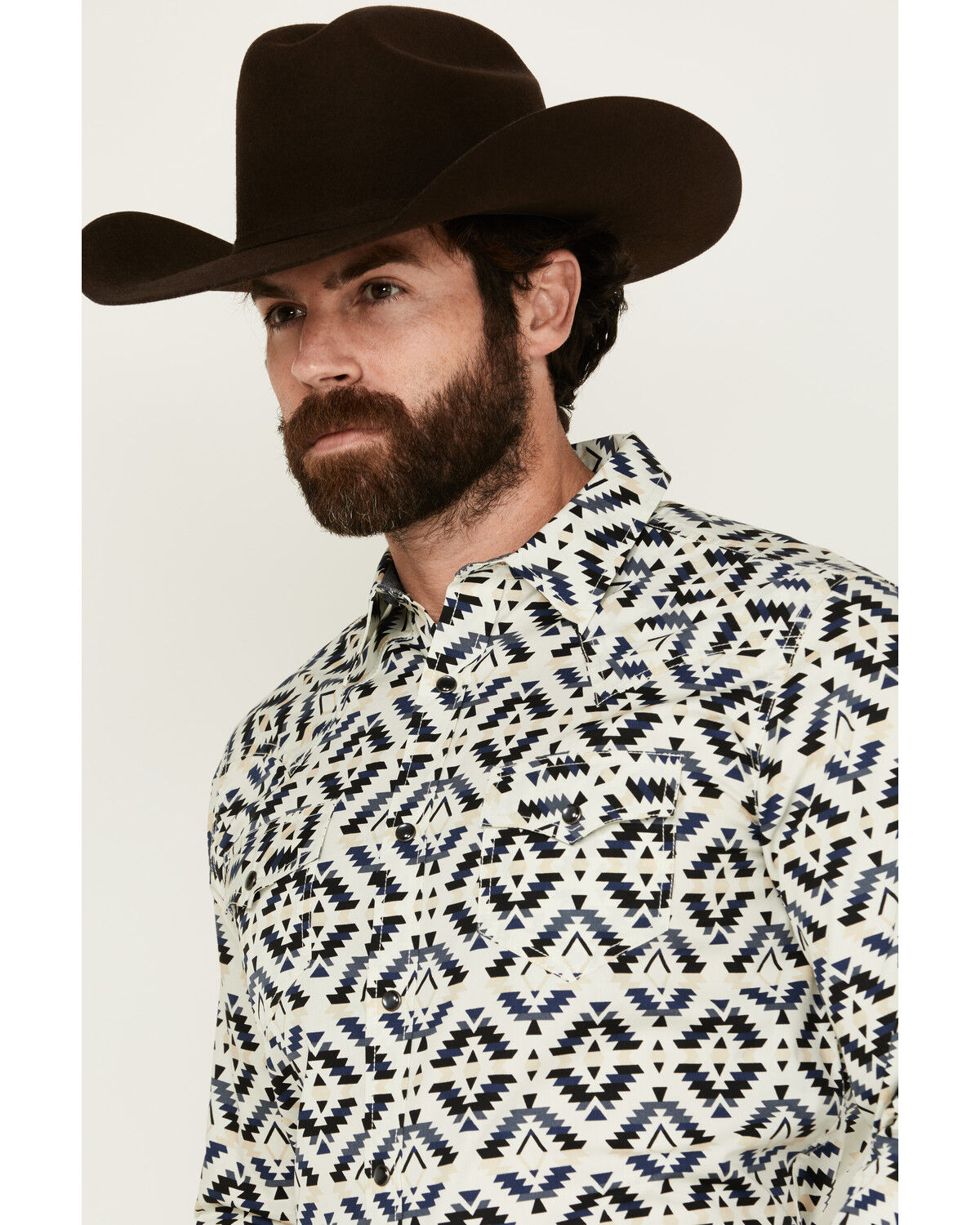 Image #2 - Cody James Men's Down Yonder Southwestern Print Long Sleeve Pearl Snap Western Shirt, Ivory, hi-res