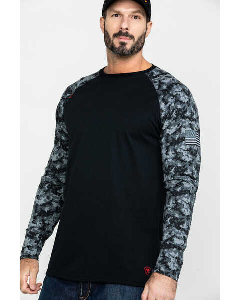 Image #3 - Ariat Men's Camo FR Baseball Long Sleeve Work Shirt - Tall , Camouflage, hi-res