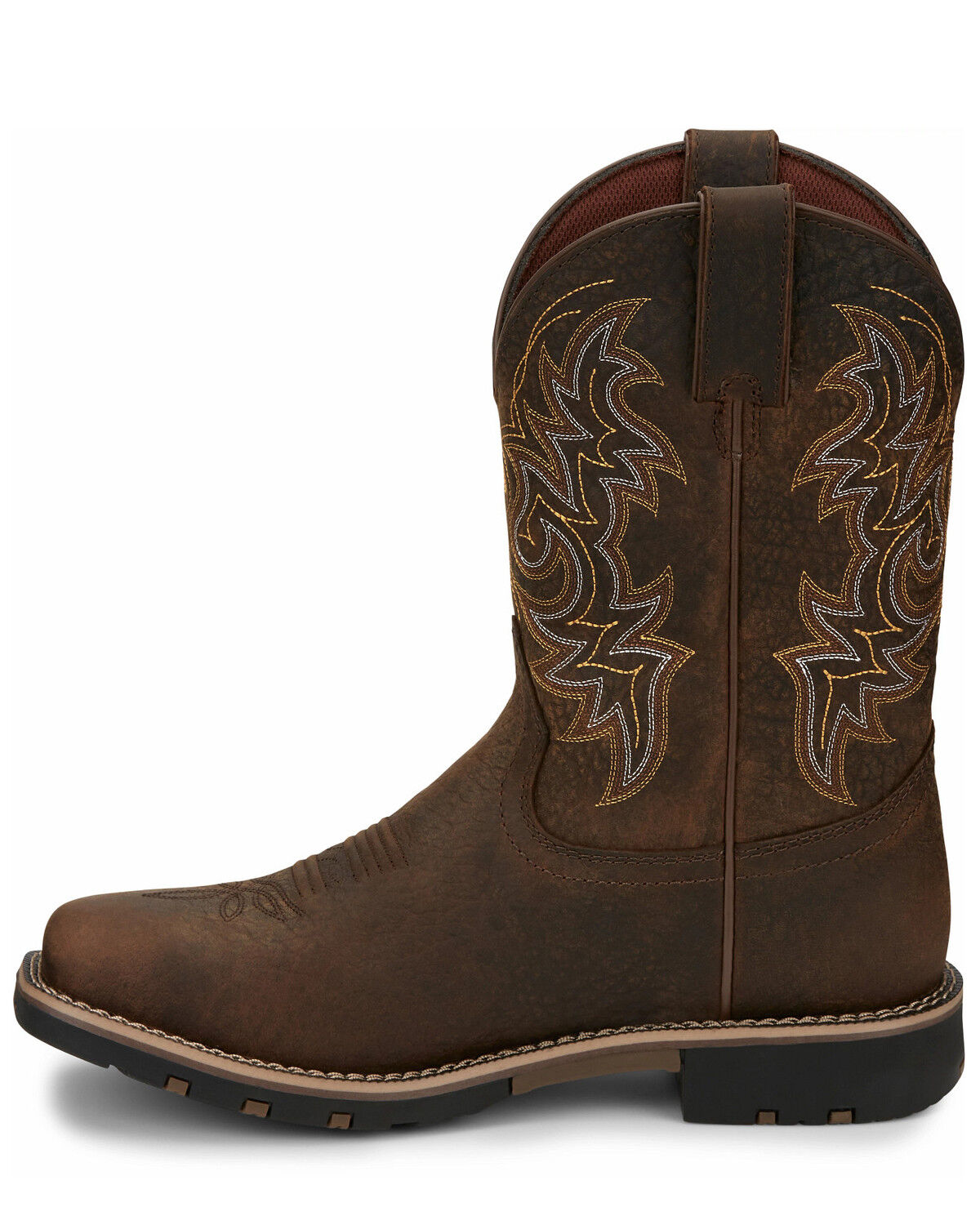 Image #3 - Justin Men's Fireman Brown Western Boots - Square Toe, Brown, hi-res