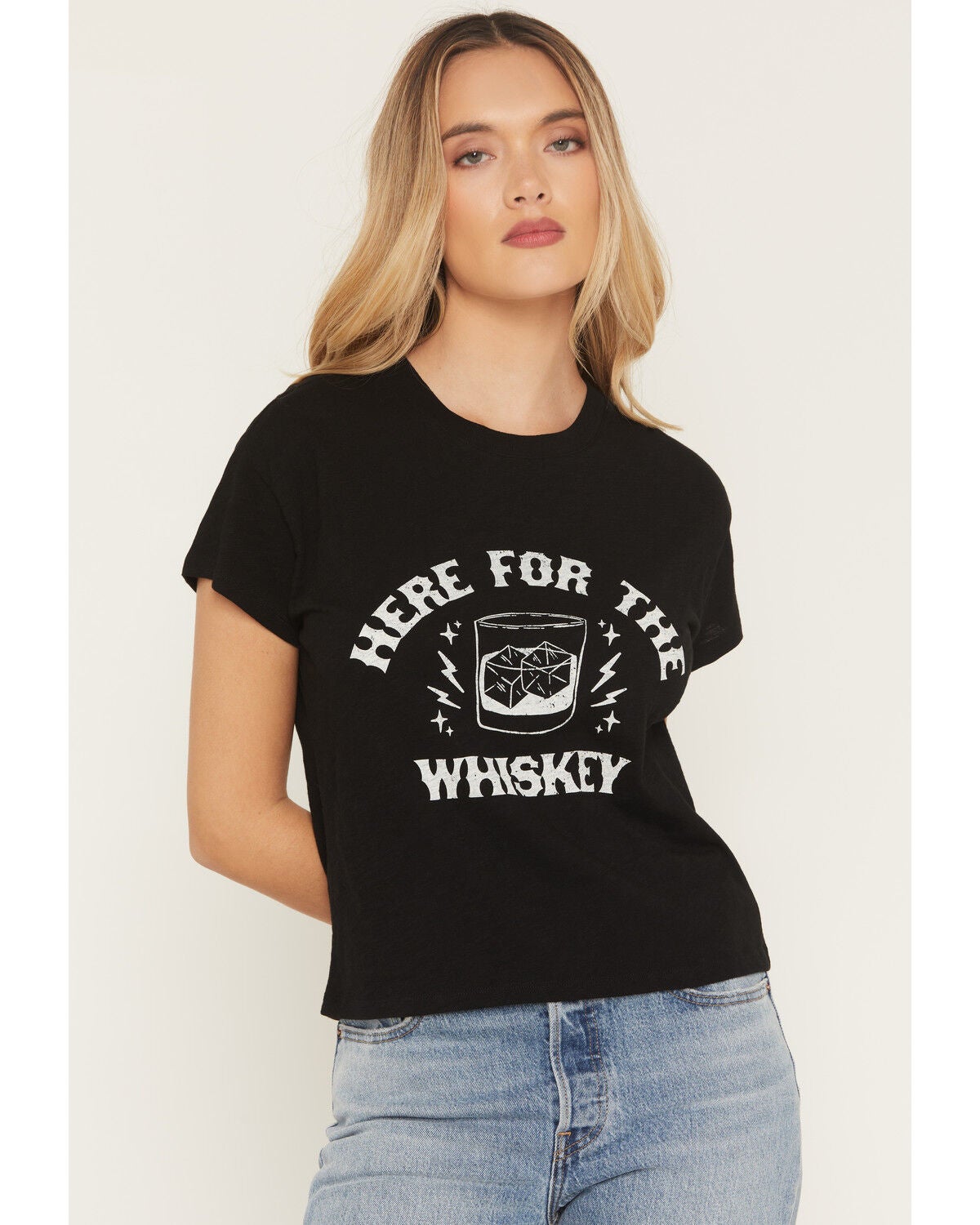 White Crow Women's Here For The Whiskey Short Sleeve Graphic T-Shirt, Black, hi-res