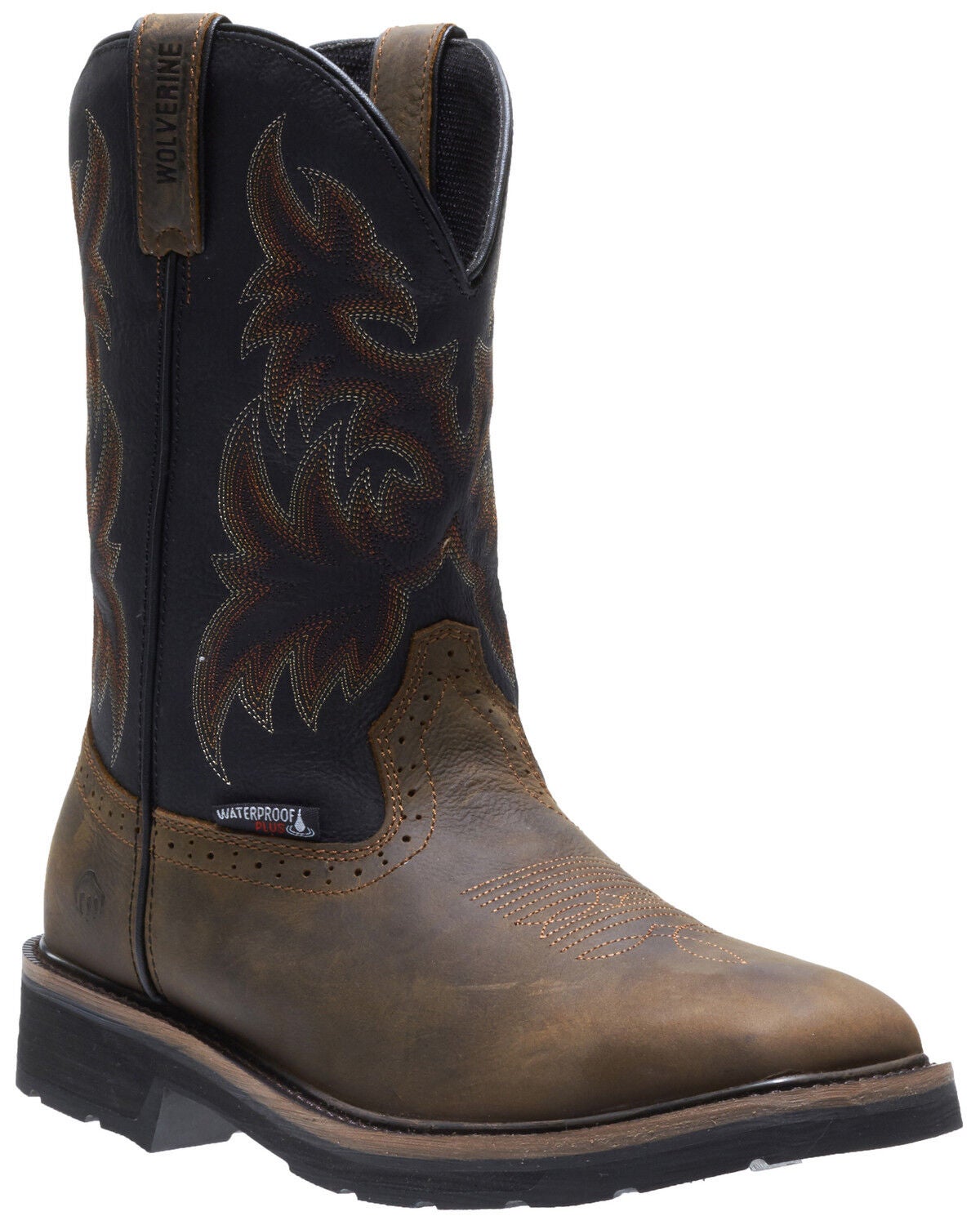 Wolverine Men's Rancher Waterproof Western Work Boots - Soft Toe, Black, hi-res