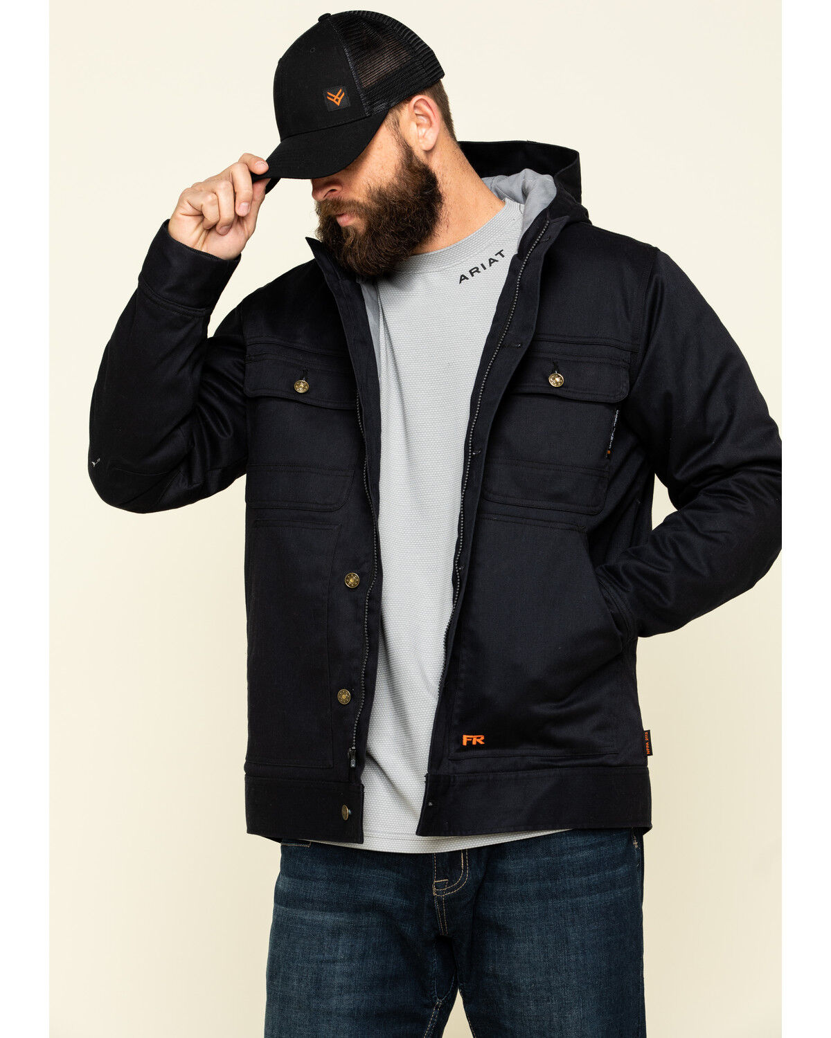 Image #1 - Cody James Men's FR Hooded Duck Work Jacket - Tall, Black, hi-res