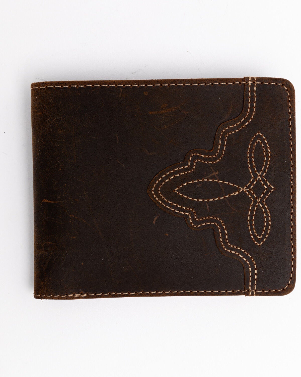 Cody James Men's Boot Stitch Bi-Fold Leather Wallet, Cognac, hi-res