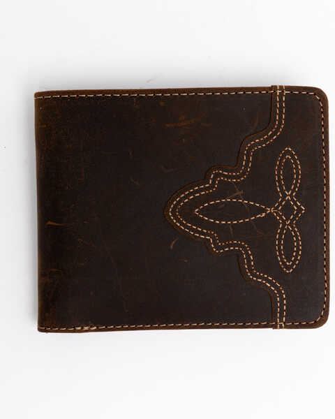 Cody James Men's Boot Stitch Bi-Fold Leather Wallet , Cognac, hi-res