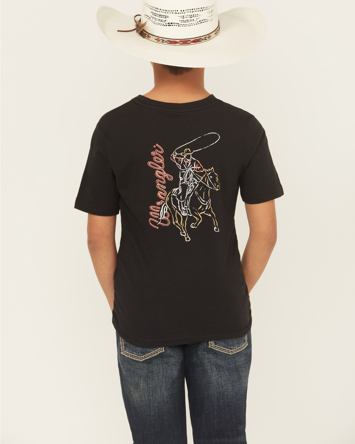 Image #1 - Wrangler Boys' Cowboy Short Sleeve Graphic T-Shirt, Black, hi-res
