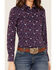 Image #3 - Ariat Women's R.E.A.L. Southwestern Print Long Sleeve Kirby Stretch Button-Down Shirt , Navy, hi-res