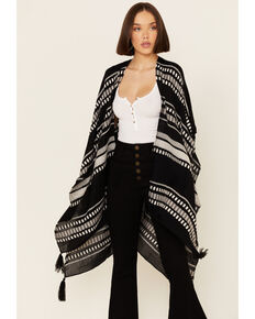 Shyanne Women's Midnight Stripe Woven Shawl, Black, hi-res