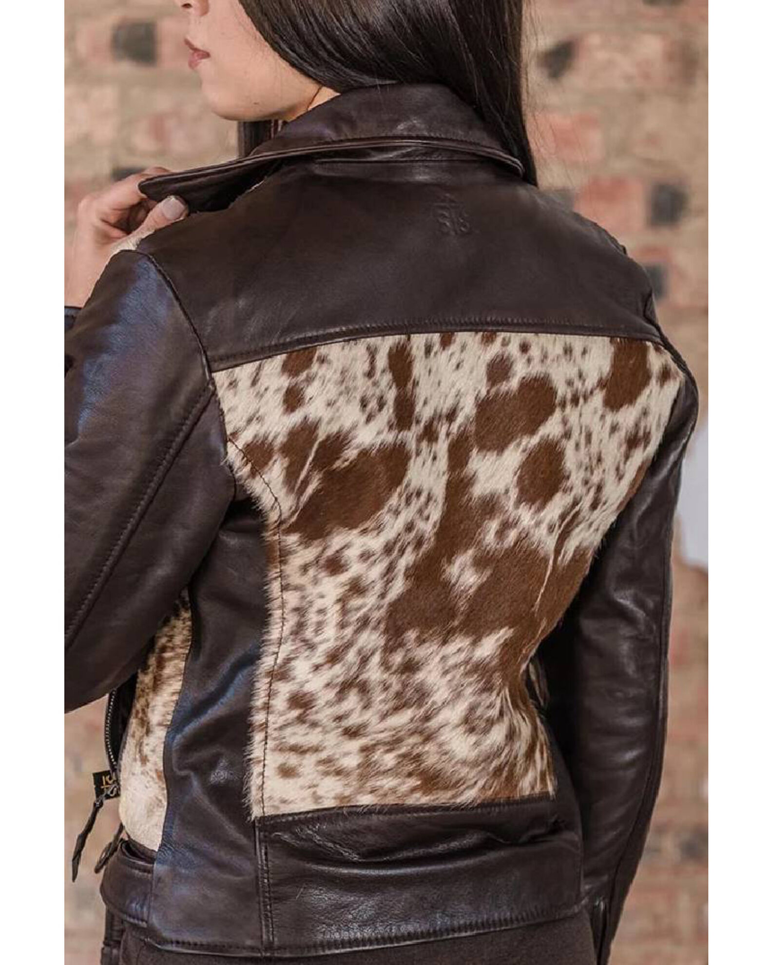 Cow print leather jacket discount