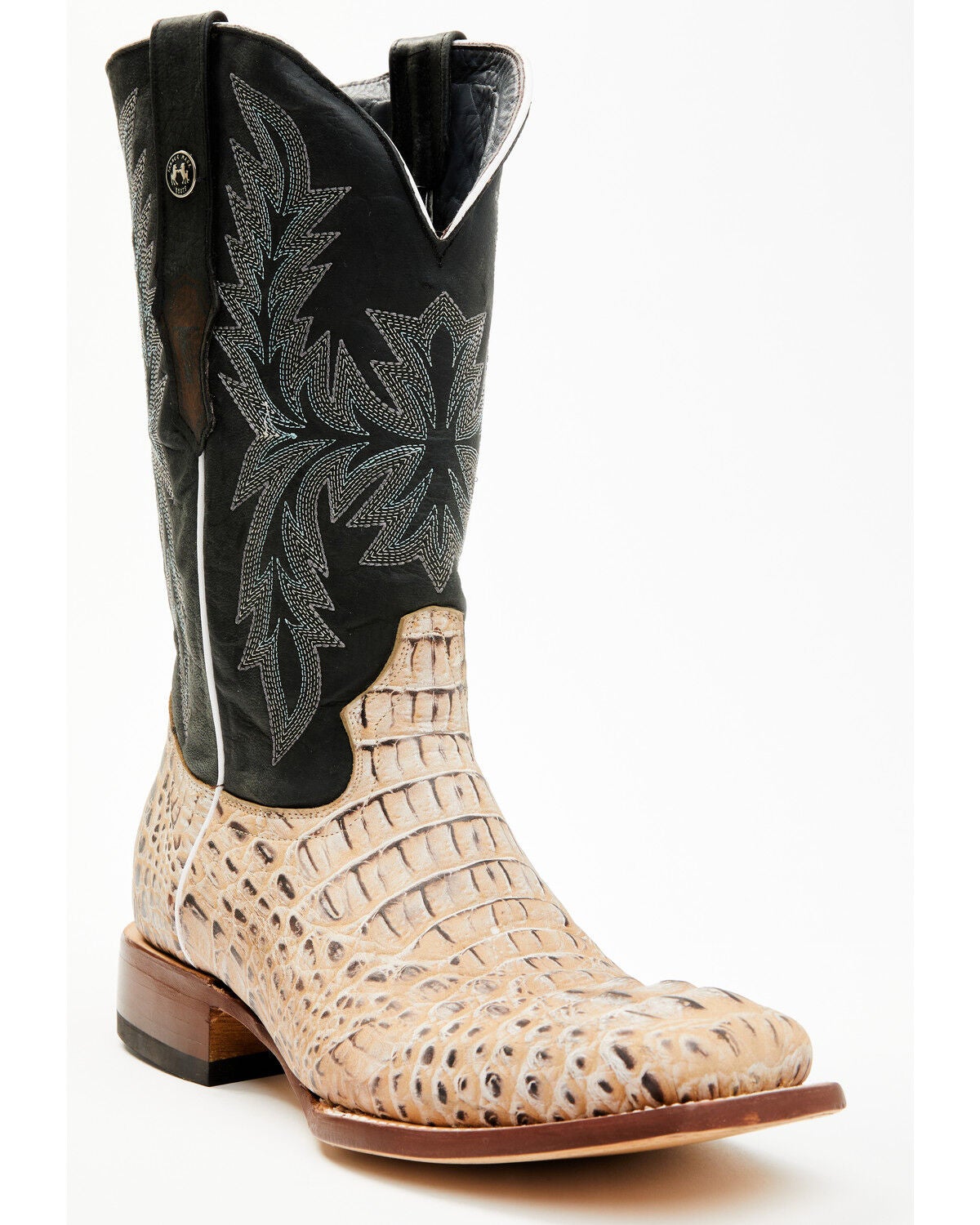 Tanner Mark Men's Caiman Print Western Boots - Broad Square Toe, Natural, hi-res