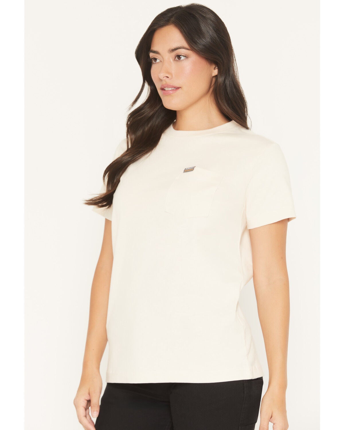 Image #2 - Ariat Women's Rebar Cotton Strong Anvil Logo Short Sleeve Graphic Tee, Cream, hi-res