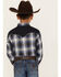 Image #4 - Roper Boys' Plaid Print Long Sleeve Pearl Snap Retro Western Shirt, Blue, hi-res
