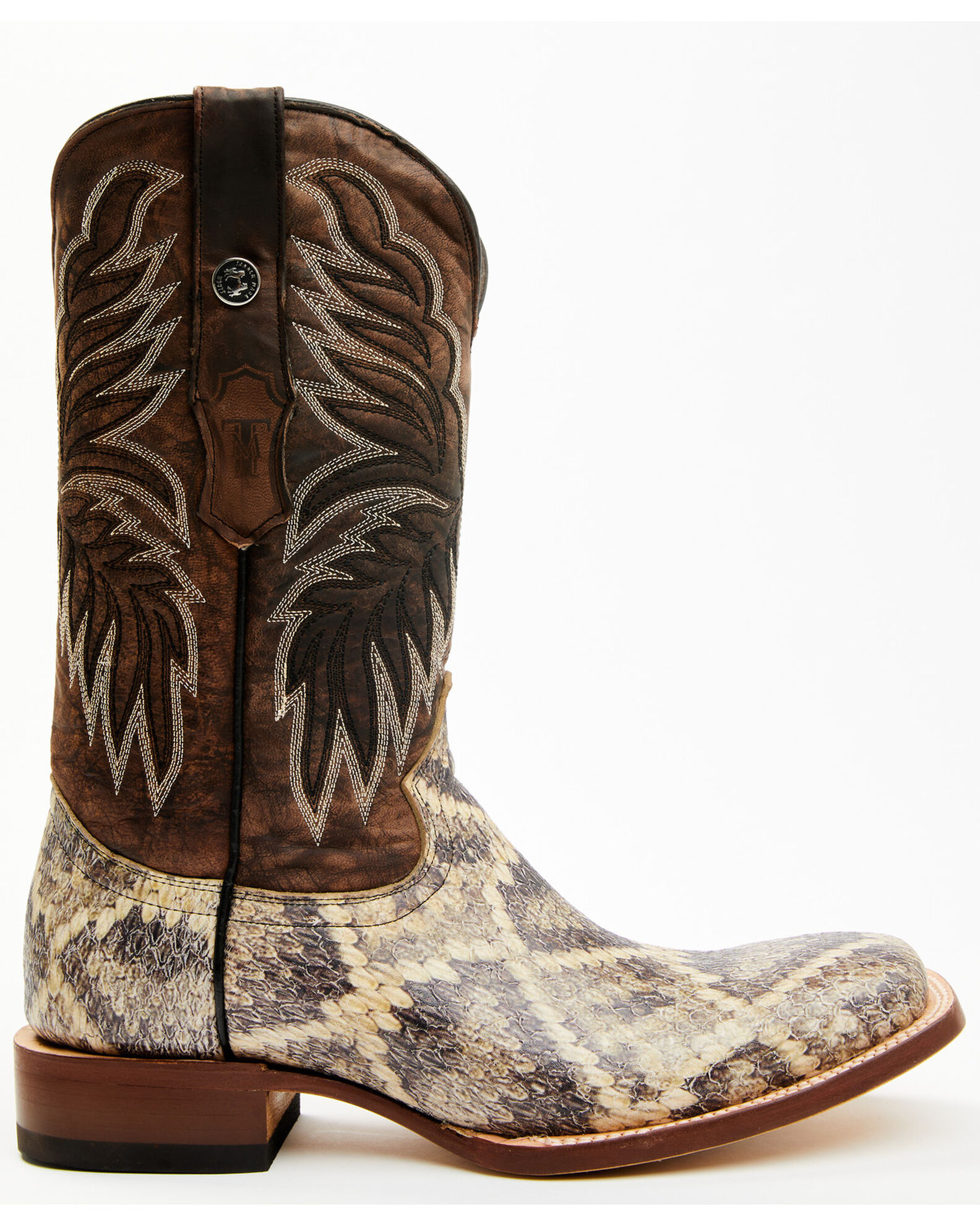 Tanner Mark Men s Rattlesnake Print Western Boots Broad Square Toe Country Outfitter