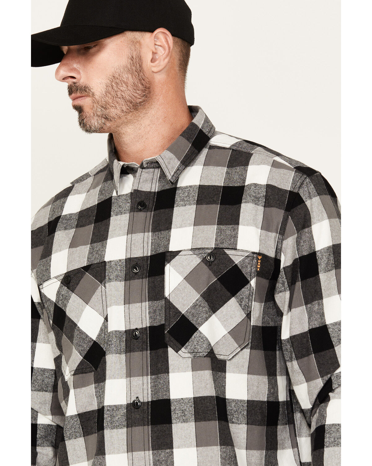 Image #2 - Hawx Men's Christopher Plaid Print Long Sleeve Button-Down Flannel Shirt, Charcoal, hi-res