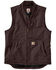 Carhartt Men's Dark Brown Washed Duck Insulated Rib-Collar Work Vest - Tall, Dark Brown, hi-res