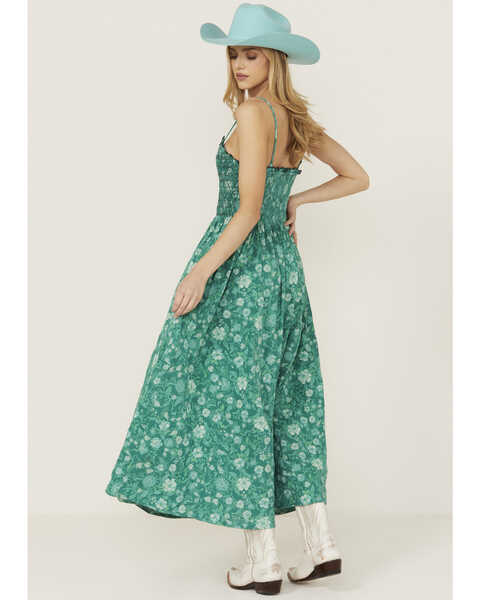 Image #4 - Free People Women's Sweet Nothings Floral Print Midi Dress , Green, hi-res