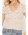 Image #6 - Cleo + Wolf Women's Floral Print Short Sleeve Smocked Shirt, Ivory, hi-res