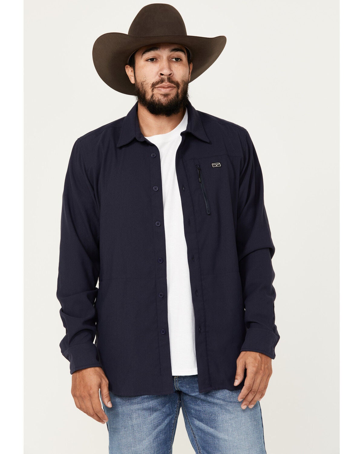 Kimes Ranch Men's Hart Long Sleeve Button-Down Shacket, Navy, hi-res