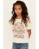 Image #1 - La La Land Girls' Long Live Cowgirls Short Sleeve Graphic Tee, Cream, hi-res