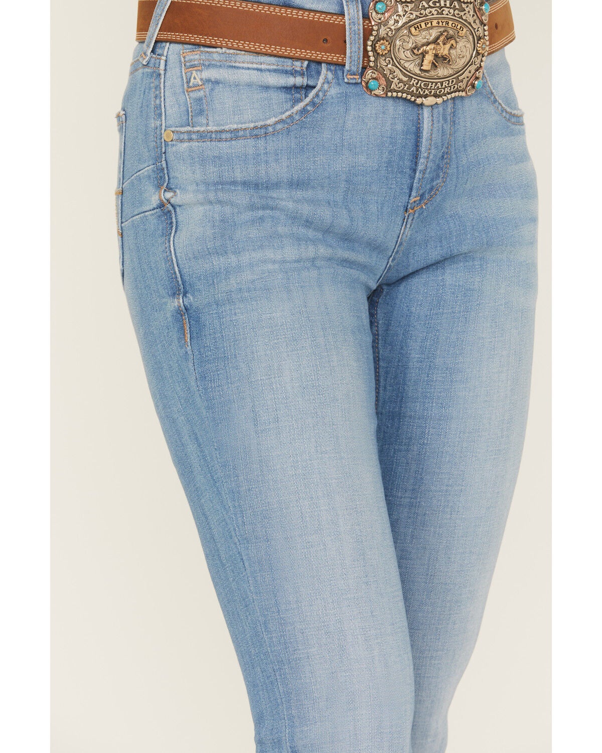 Image #2 - Ariat Women's Light Wash High Rise Camelia Bootcut Stretch Denim Jeans, Light Wash, hi-res