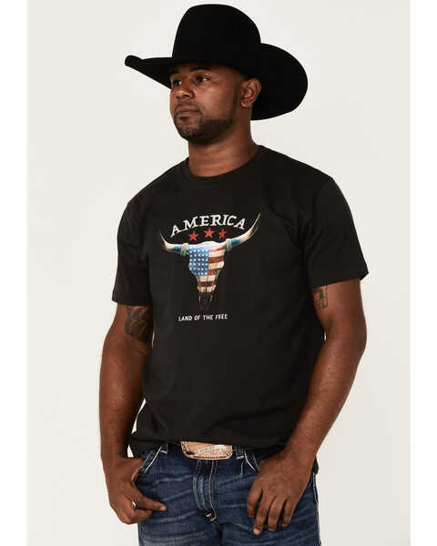 Cody James Men's Land Of The Free Graphic Short Sleeve T-Shirt , Black, hi-res