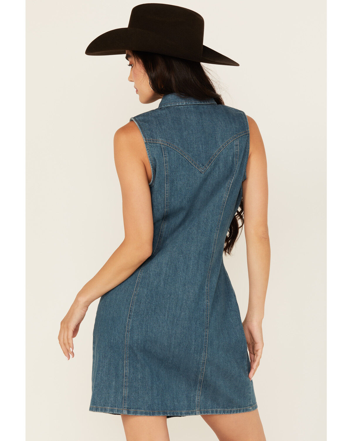 Image #4 - Wrangler Retro Women's Button-Down Denim Mini Dress, Dark Wash, hi-res