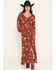 Image #1 - Cotton & Rye Women's Boot Barn Exclusive Floral Print Button-Front High-Low Midi Dress, Brown, hi-res