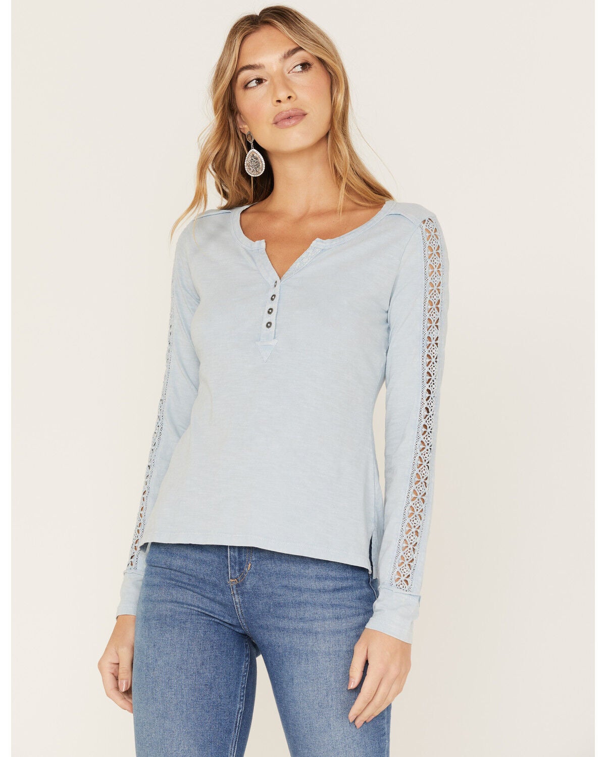 Idyllwind Women's Trustie Henley Top, Steel Blue, hi-res