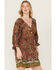 Image #2 - Angie Women's Floral Print Long Sleeve Mini Dress, Red, hi-res